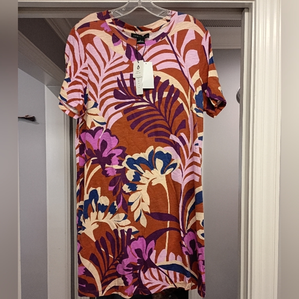 Sanctuary Women's Shirt Dress -Brown, Purple, Pink Floral Pattern Size Large New